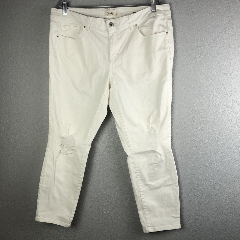 Jessica Simpson Womens Denim‎ Size 18W White Jeans Forever Rolled Ankle D pants